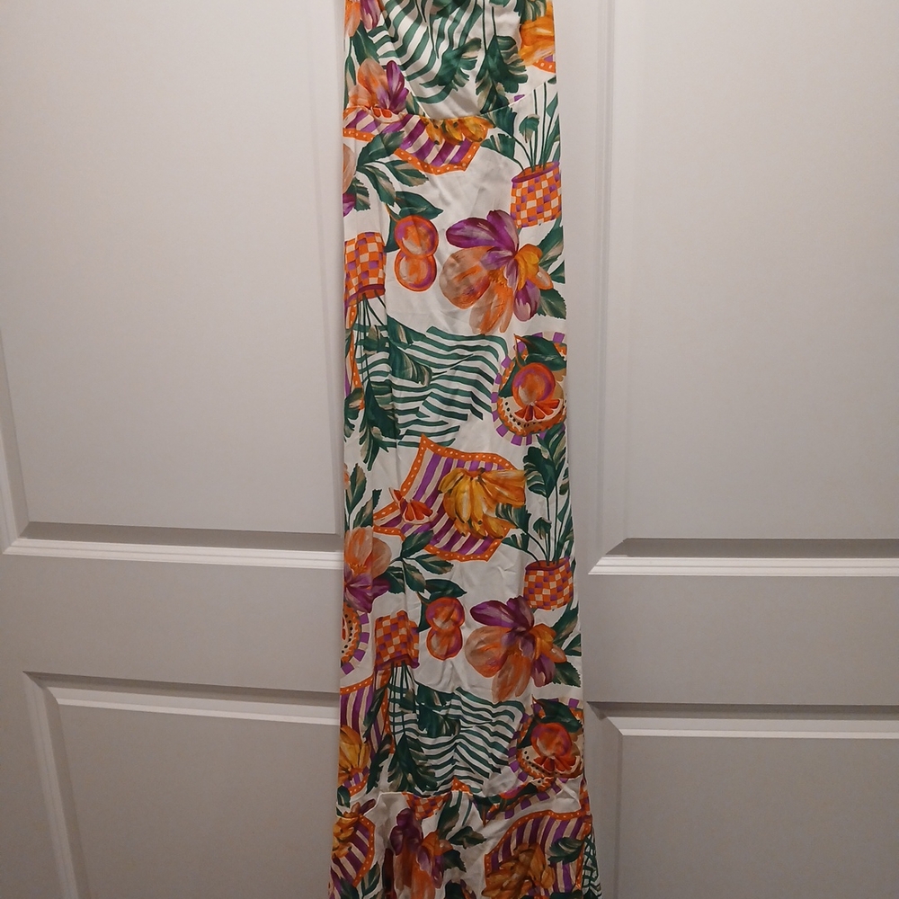 Colorful Floral Dress with Leafy Design